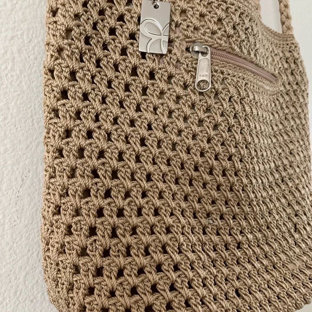 Lina Elegant Tan Crochet Tote Bag